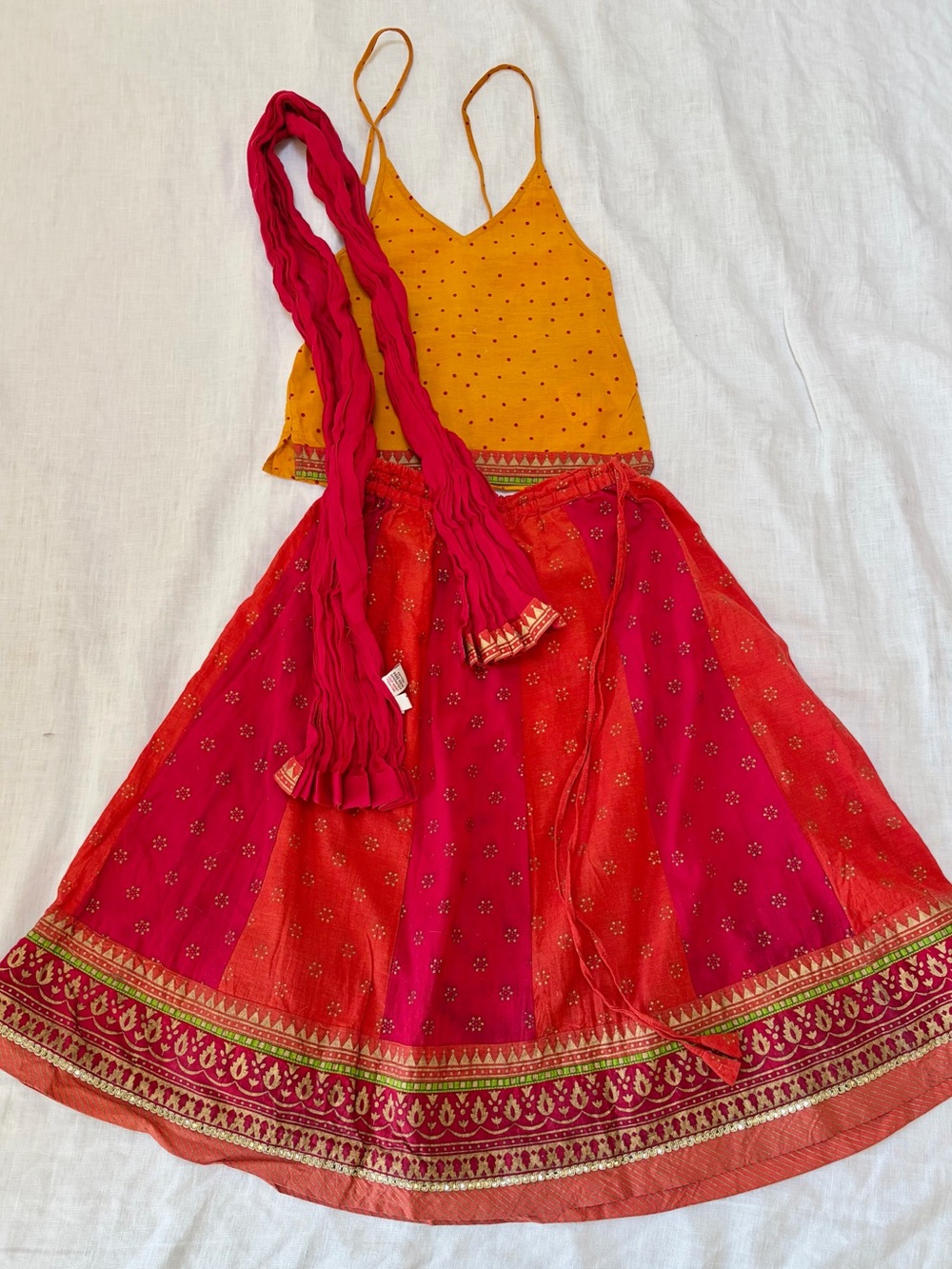 Fabindia Orange & Fuchsia Indian Lehenga Set